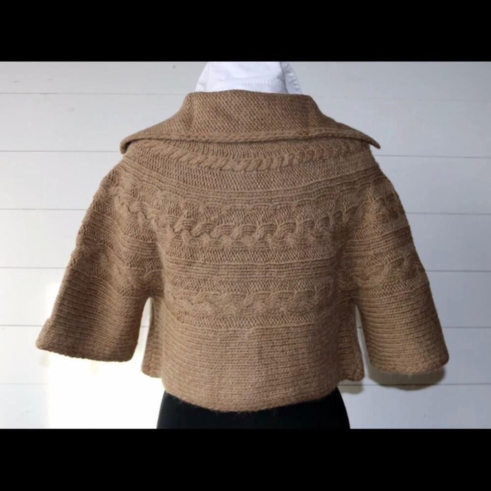 WARM & CUTE! Stambecco S‎ Camel Button Front Sweater Cape Made in Italy - Picture 4 of 7